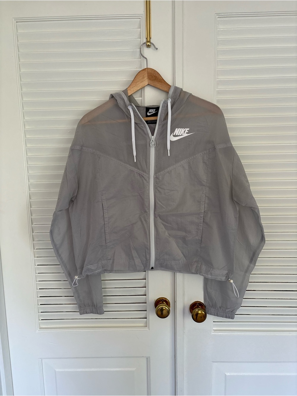 Nike Women’s Translucent Gray Hooded Windbreaker Jacket - Sz M